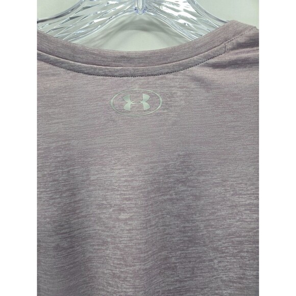 Under Armour Women's S Loose Fit Athletic V-Neck Shirt Heat Gear Heather Pink - Picture 5 of 7